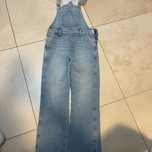 Mother light wash denim overall
